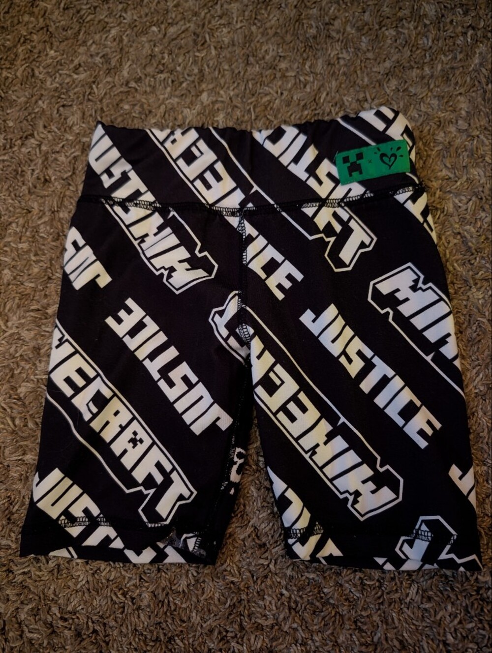 Justice Kids' Black Minecraft Logo Shorts